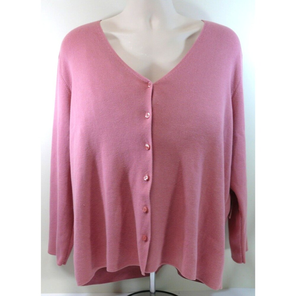 NWT Ambra Pink Long Sleeve Button up Sweater Cardigan MSRP $40 size 2X cotton
